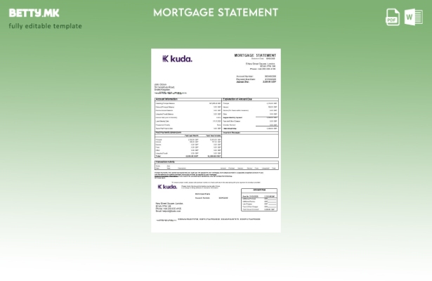 модерен стил Извод за хипотека на банката Куда на Обединетото Кралство во шаблон
